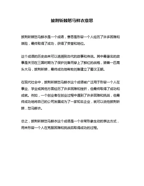 披荆斩棘怒马鲜衣意思