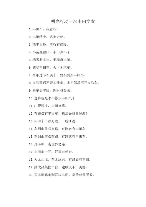 明亮行动一汽丰田文案