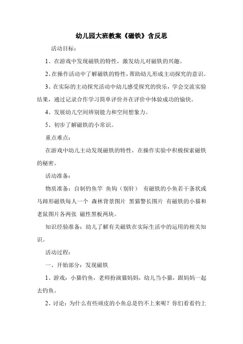 学前班 幼儿园大班教案《磁铁》含反思.doc