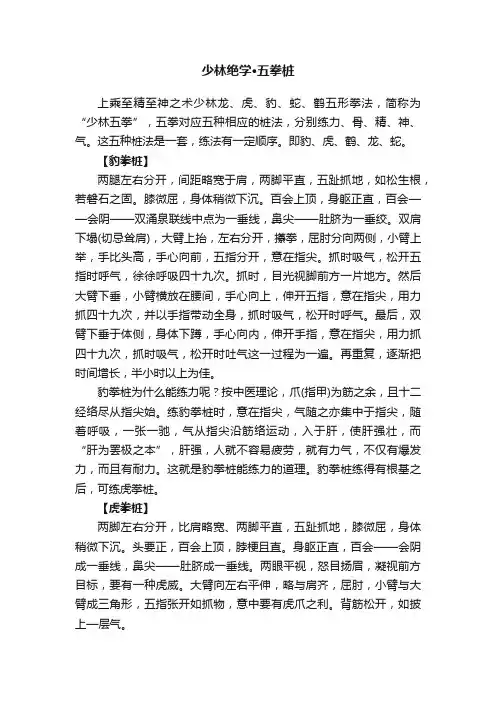 少林绝学·五拳桩