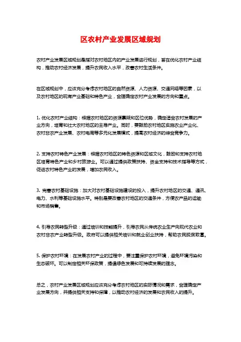 区农村产业发展区域规划