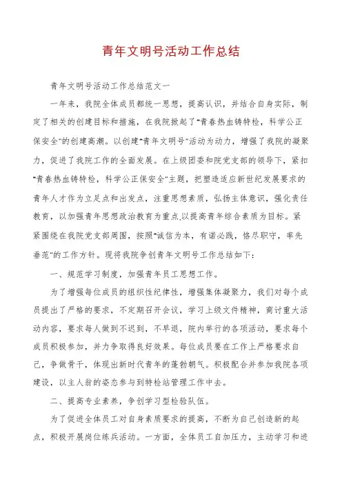 青年文明号活动工作总结