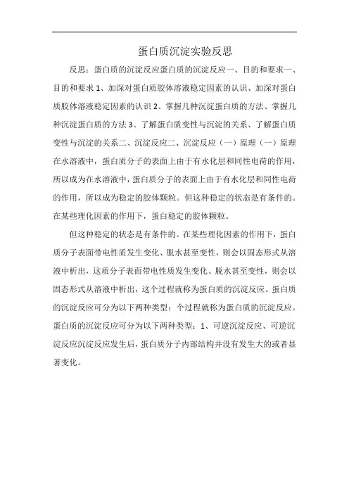 蛋白质沉淀实验反思