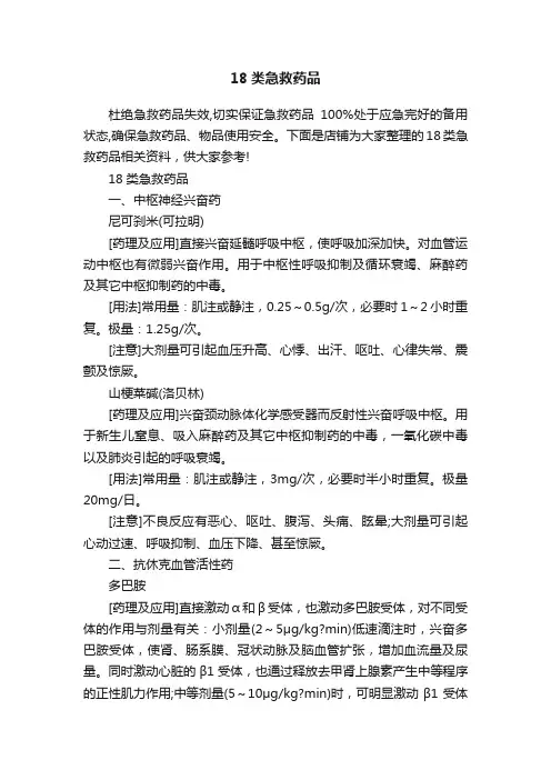 18类急救药品