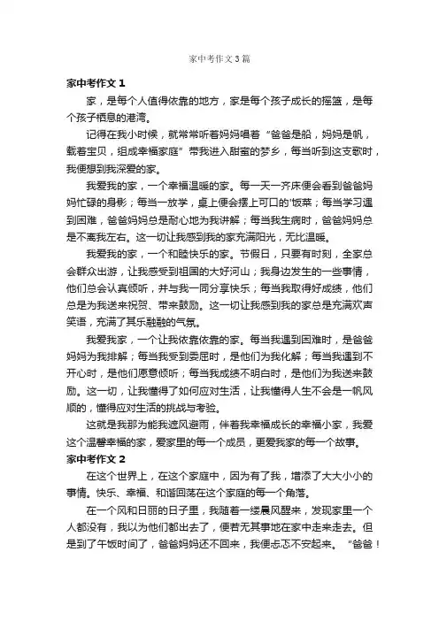 家中考作文3篇