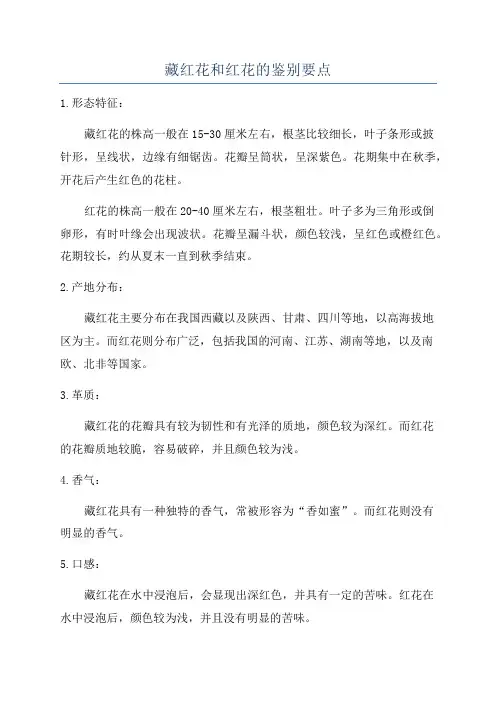 藏红花和红花的鉴别要点
