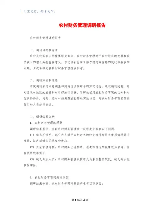 农村财务管理调研报告