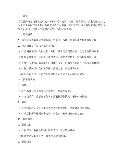 特大强降雨应急预案