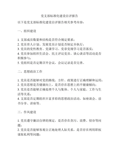 党支部标准化建设自评报告