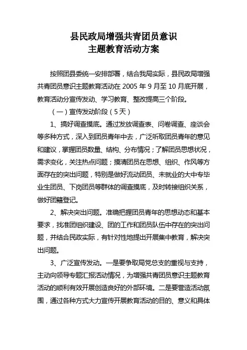 共青团员主题教育方案