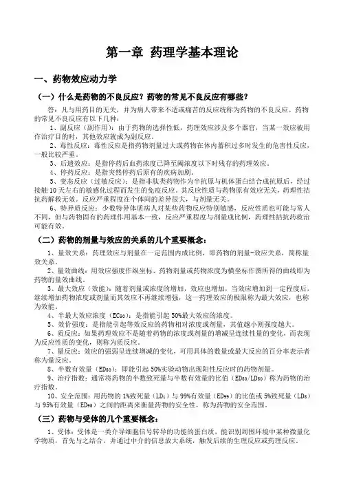 药理学简答题汇总