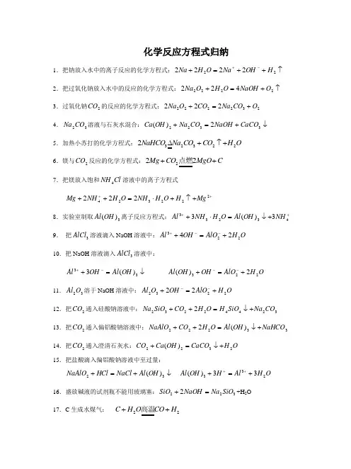 化学反应方程式归纳