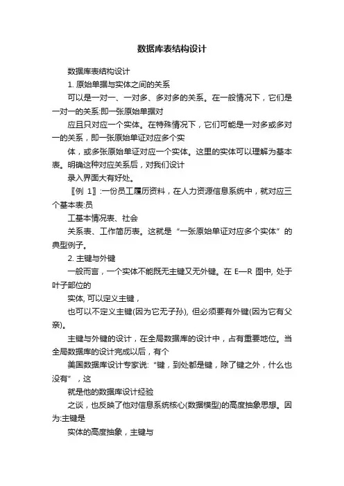 数据库表结构设计