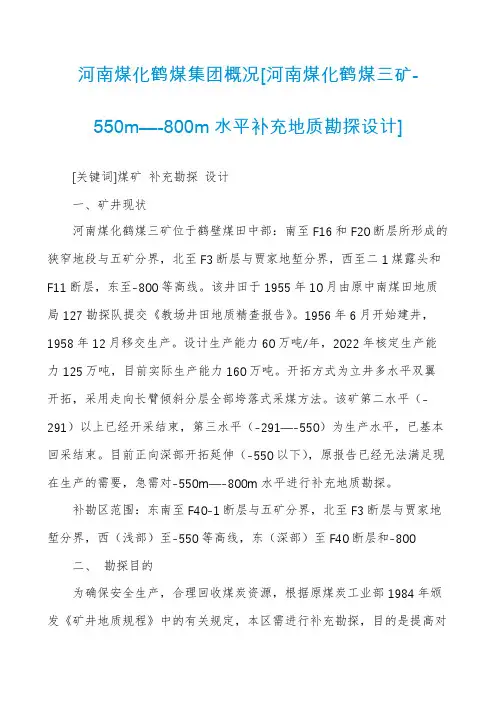 河南煤化鹤煤集团概况[河南煤化鹤煤三矿-550m—-800m水平补充地质勘探设计]