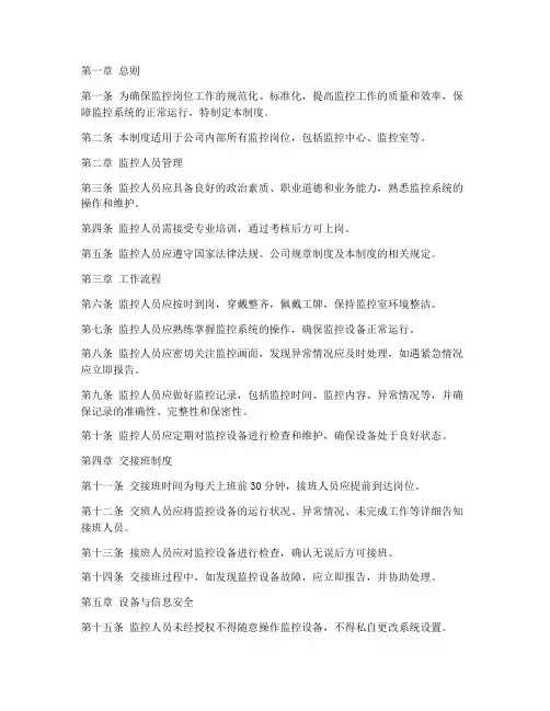 监控岗位日常管理制度