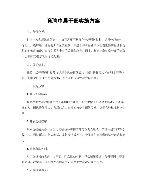 竞聘中层干部实施方案