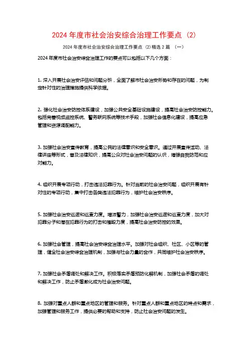 2024年度市社会治安综合治理工作要点2篇