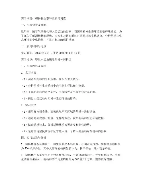 胡杨林实习报告