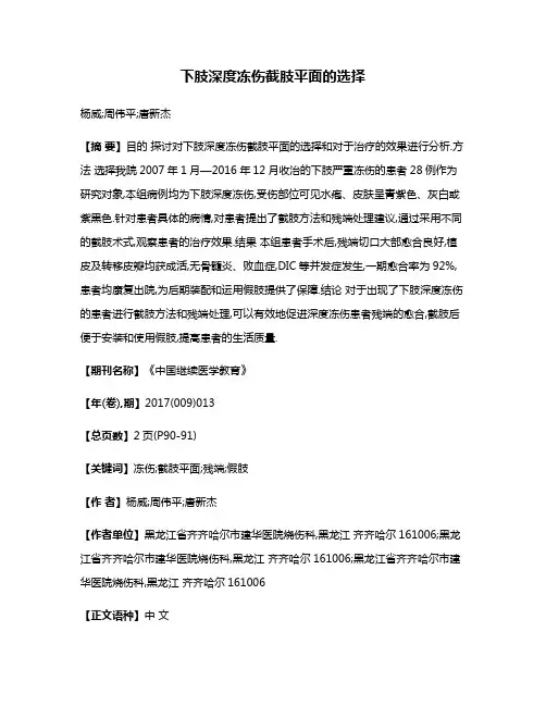 下肢深度冻伤截肢平面的选择