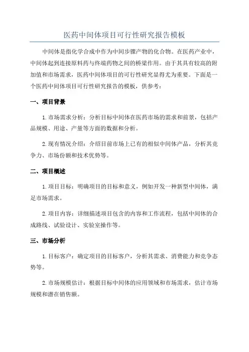 医药中间体项目可行性研究报告模板