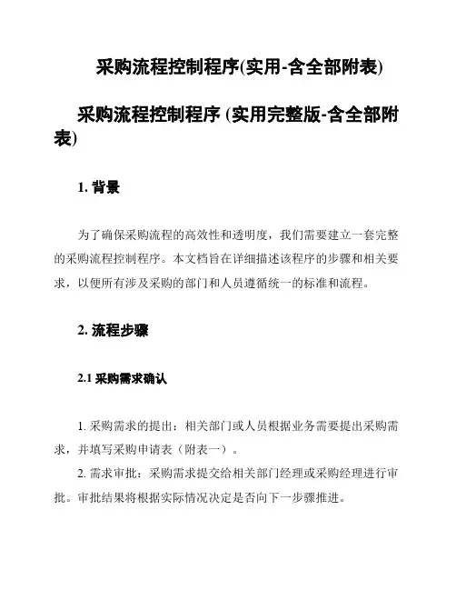 采购流程控制程序(实用-含全部附表)