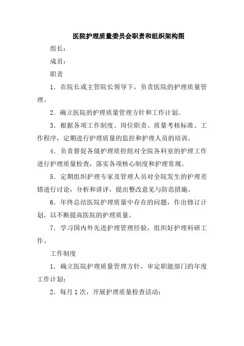 医院护理质量委员会职责和组织架构图