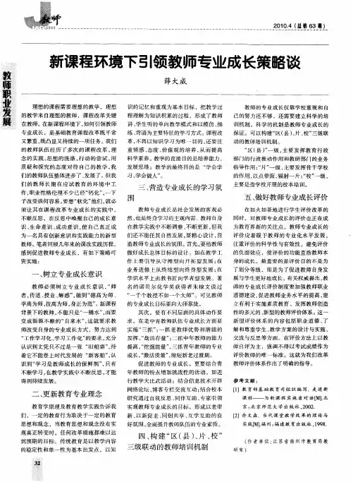 新课程环境下引领教师专业成长策略谈