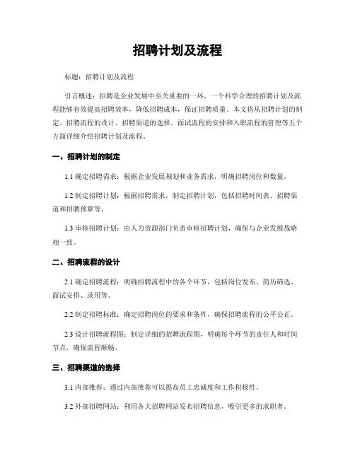 招聘计划及流程