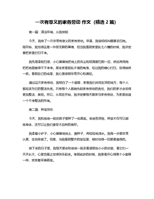一次有意义的家务劳动 作文(精选2篇)