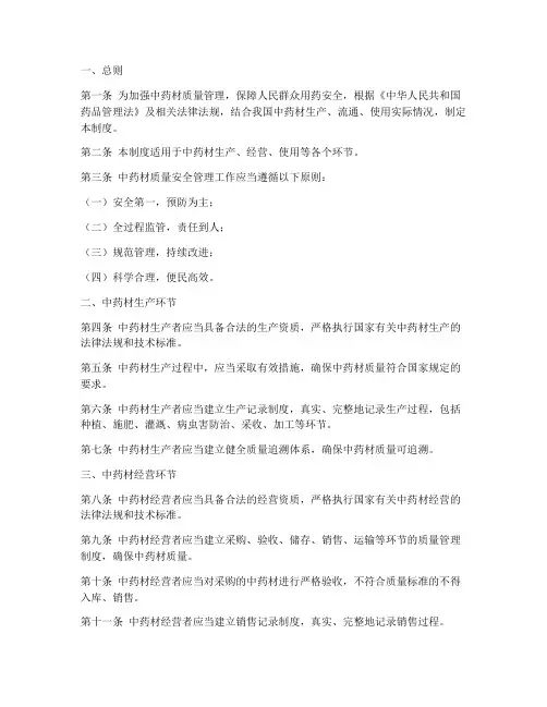 中药材质量安全管理制度