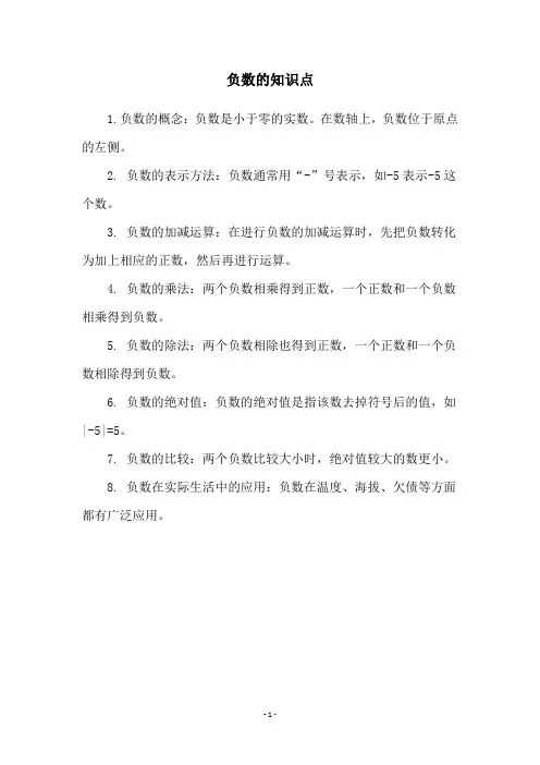负数的知识点