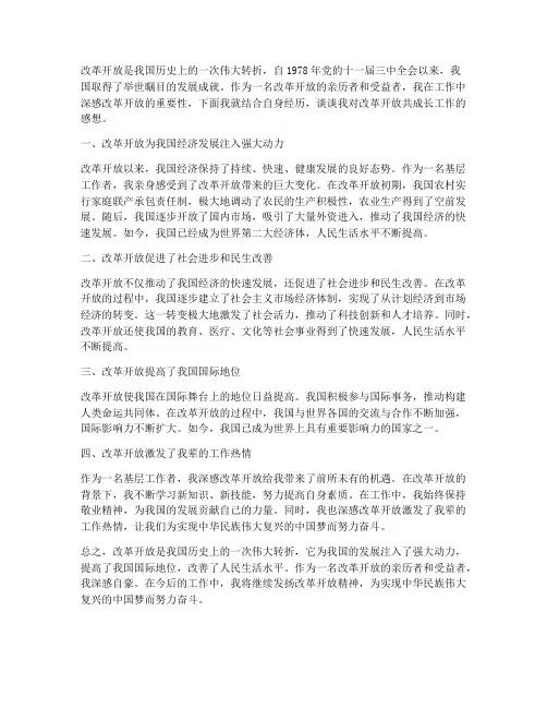 改革开放共成长工作感想