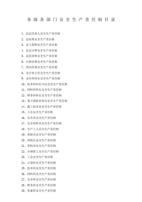 安全生产管理制度-安全生产责任制(人员、部门)