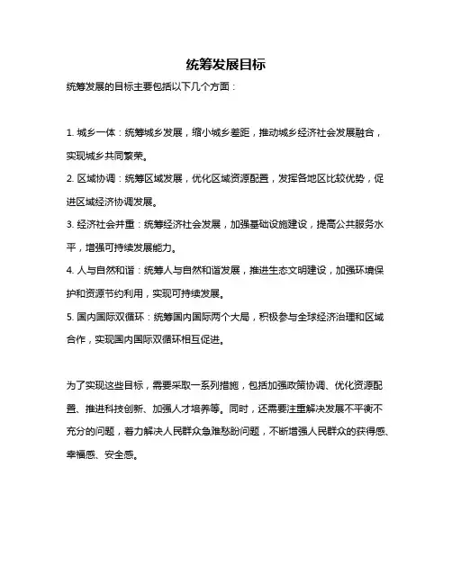 统筹发展目标