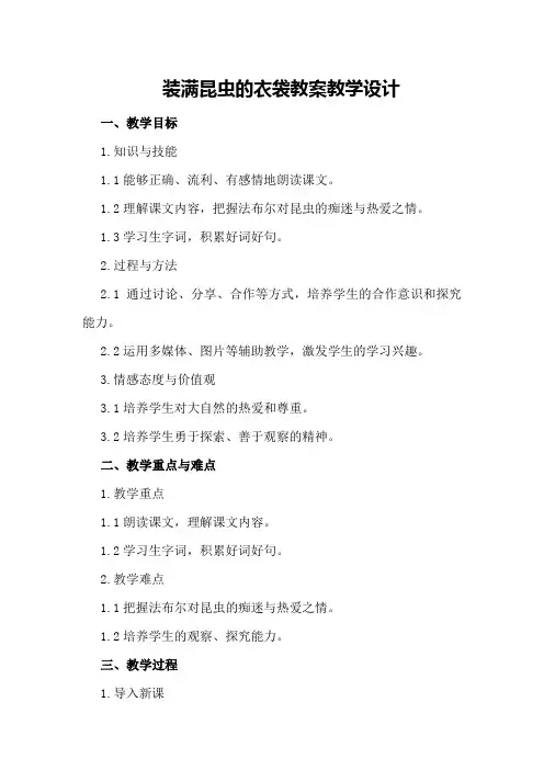 装满昆虫的衣袋教案教学设计