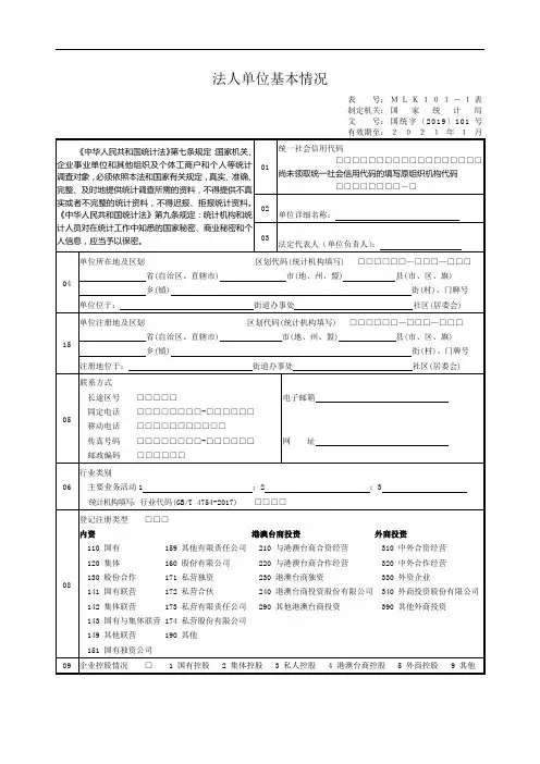法人单位基本情况