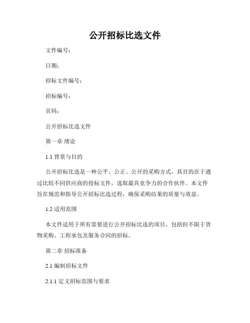 公开招标比选文件