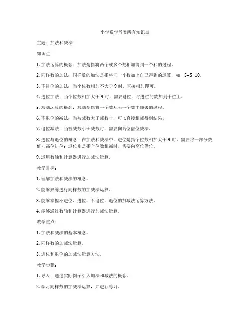 小学数学教案所有知识点