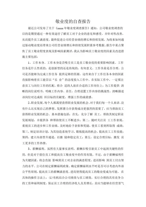 敬业度的自查报告