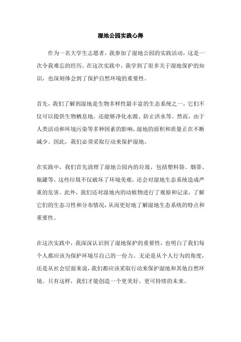 湿地公园实践心得
