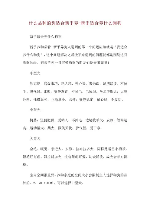 什么品种的狗适合新手养-新手适合养什么狗狗