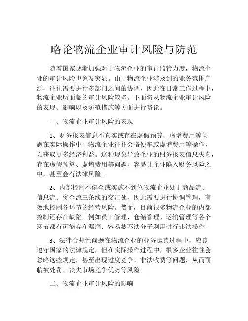 略论物流企业审计风险与防范