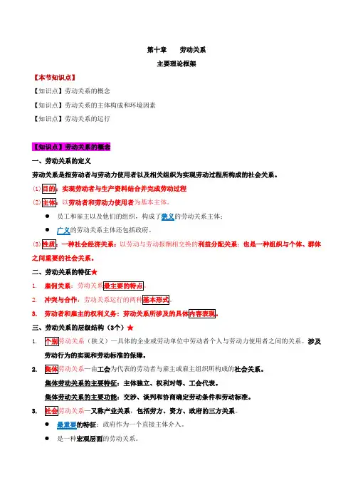 第十章劳动关系-第一节劳动关系基本概念和主要理论架