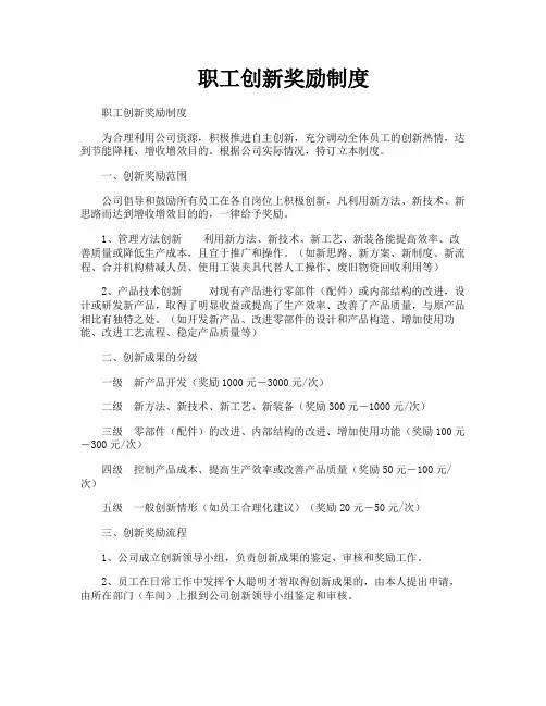 职工创新奖励制度