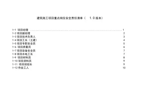 建筑工程项目重点岗位安全责任清单