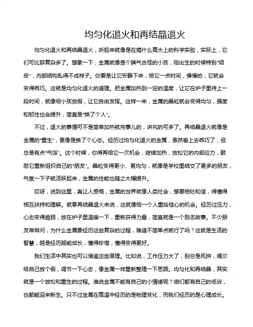 均匀化退火和再结晶退火