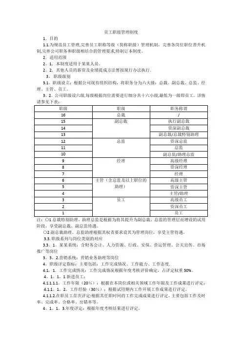 员工职级管理制度