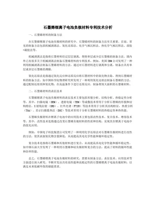 石墨烯锂离子电池负极材料专利技术分析