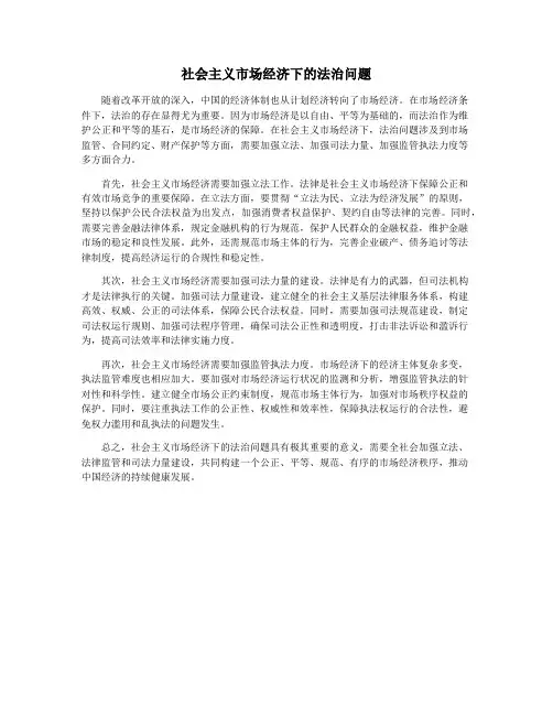 社会主义市场经济下的法治问题