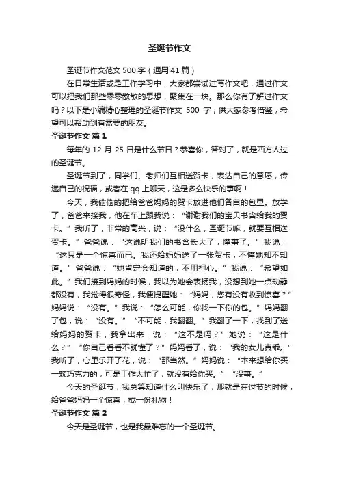 圣诞节作文范文500字（通用41篇）